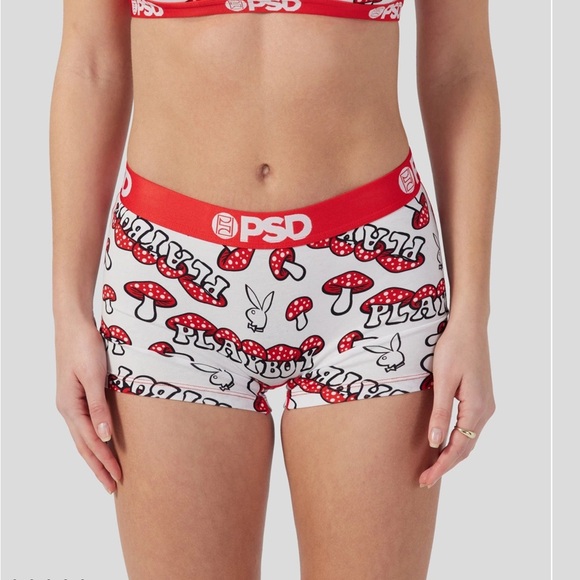 PSD Red and White Playboy Mushroom Women’s Panties Athletic Underwear - Picture 6 of 12